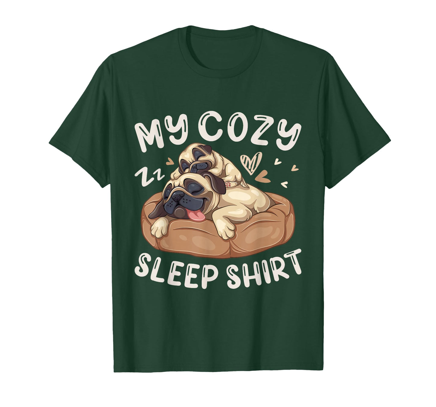My Cozy Sleep Shirt, Pug Dog with Puppy T-Shirt
