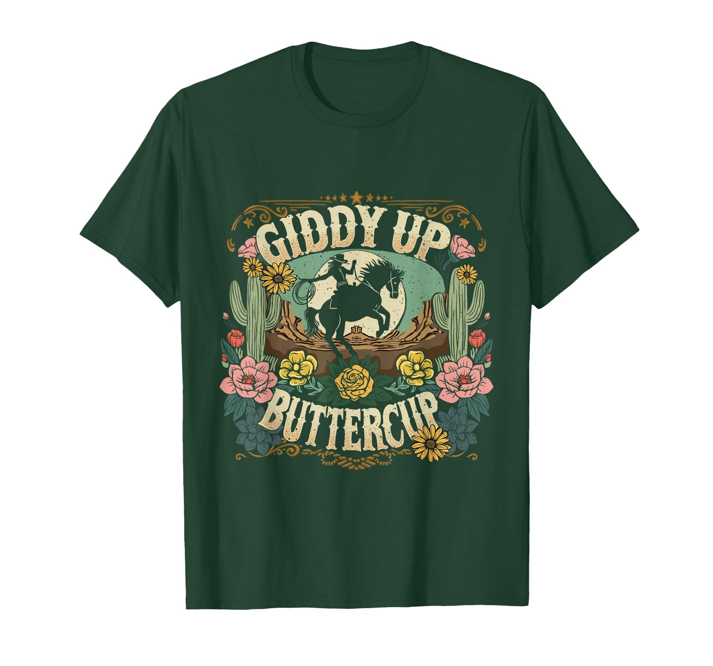 Giddy Up Buttercup Country Western, Rustic Rodeo Wear women T-Shirt