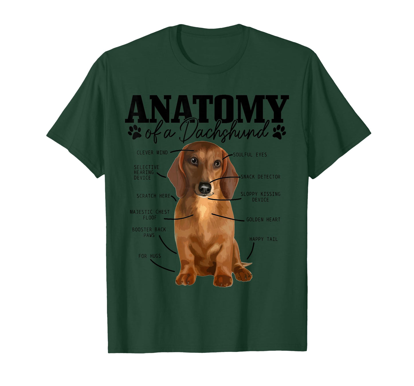 Anatomy Of A Dachshund Funny Cute Wiener Dog Mom Dad T-Shirt