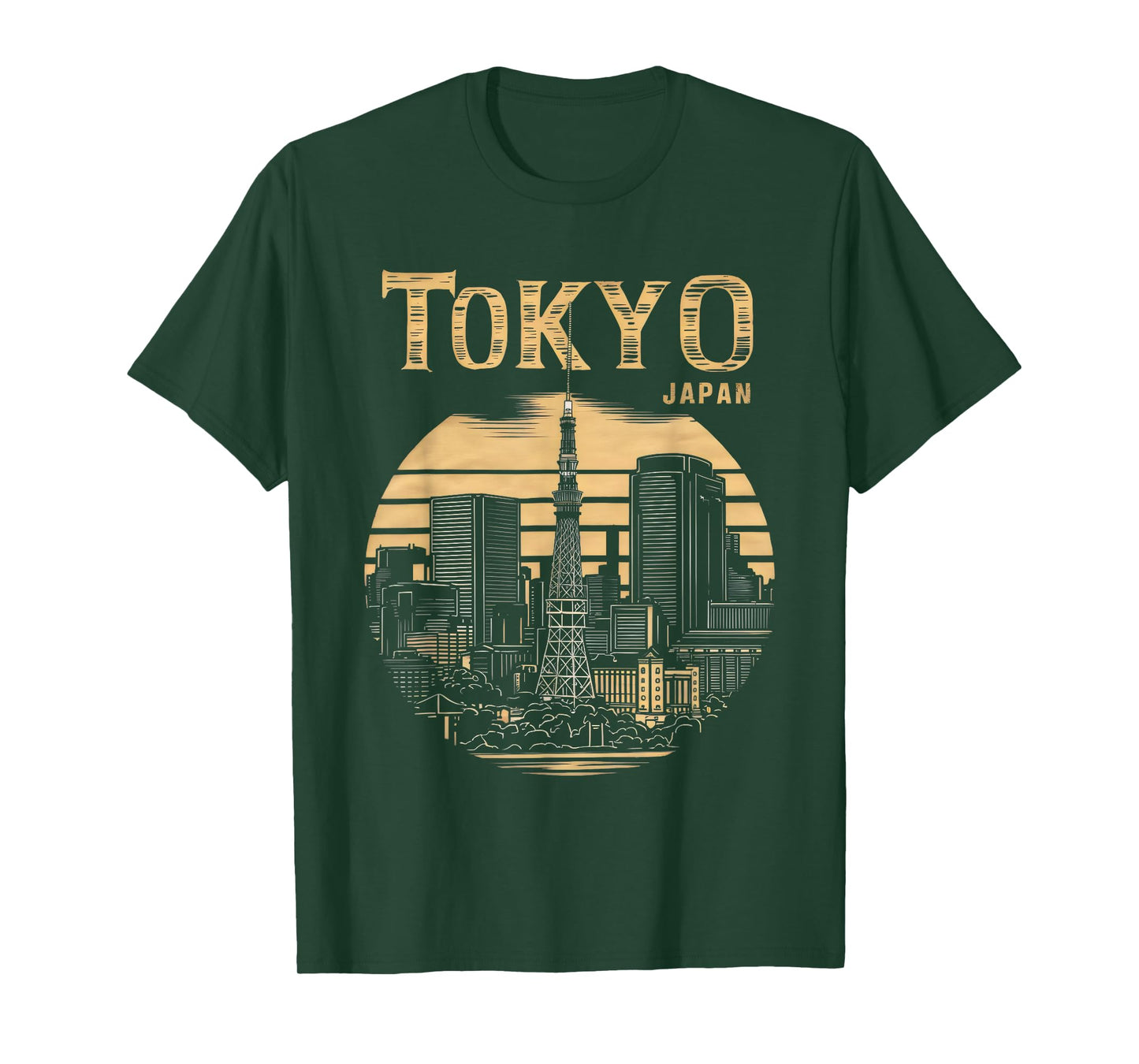 Tokyo Skyline Tower Woodblock Japanese Style Art Japan T-Shirt