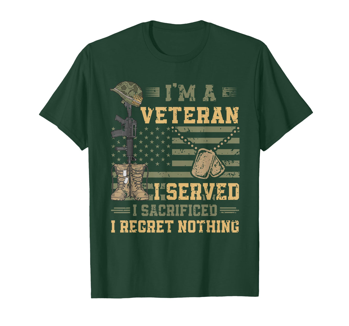 Patriotic US Army Veteran I Served Sacrificed Regret Nothing T-Shirt
