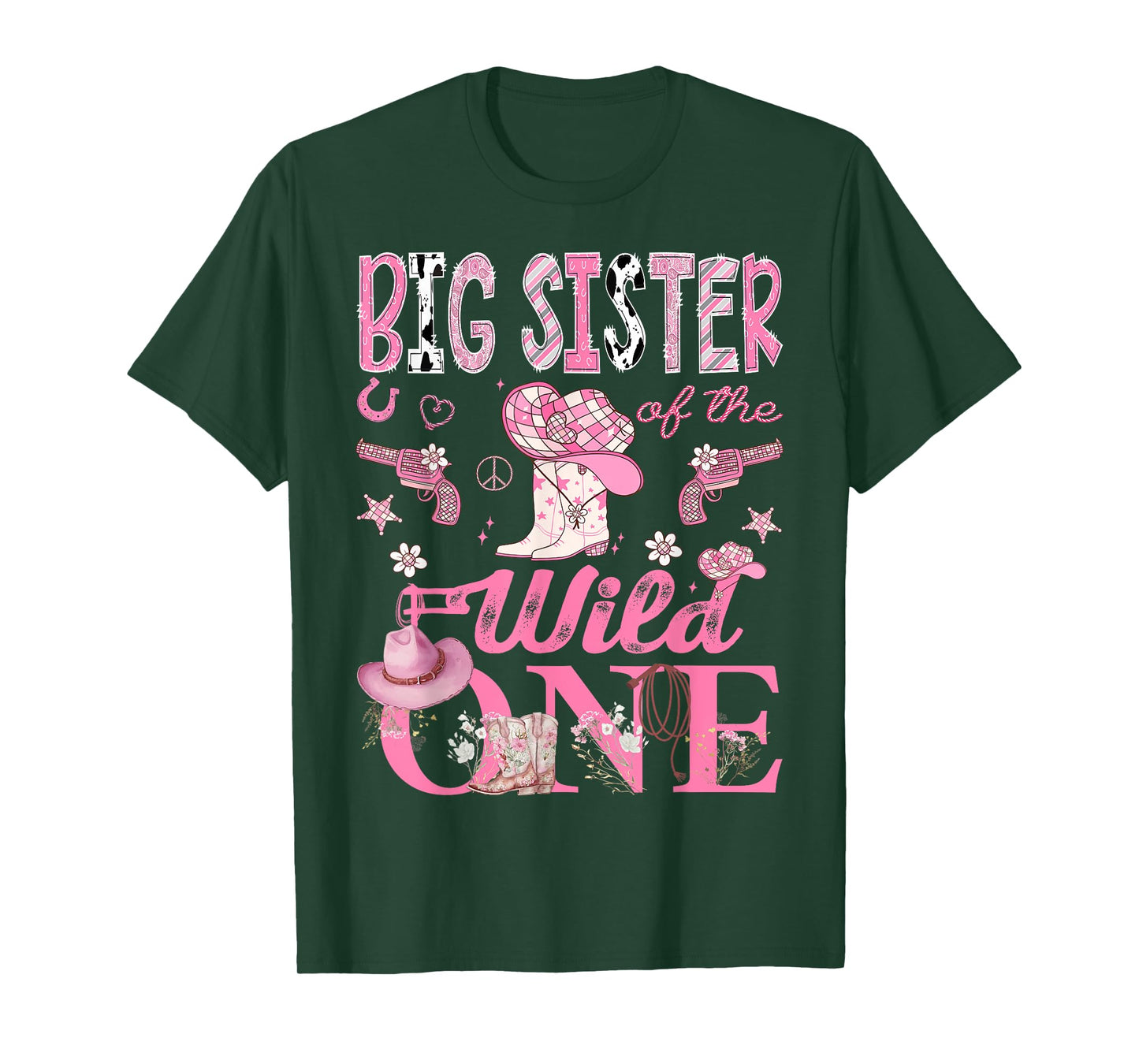 Big Sister Of The Wild One 1St Birthday CowGirl Disco T-Shirt