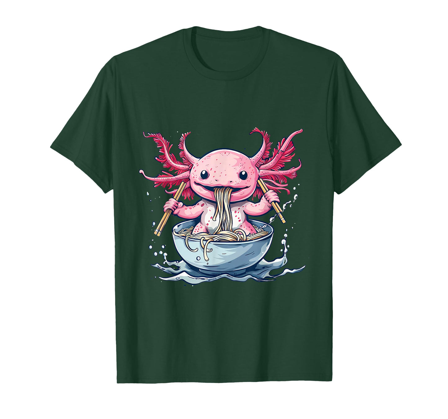 Axolotl Eating Ramen Japanese Noodles Axolotl Ramen Bowl T-Shirt