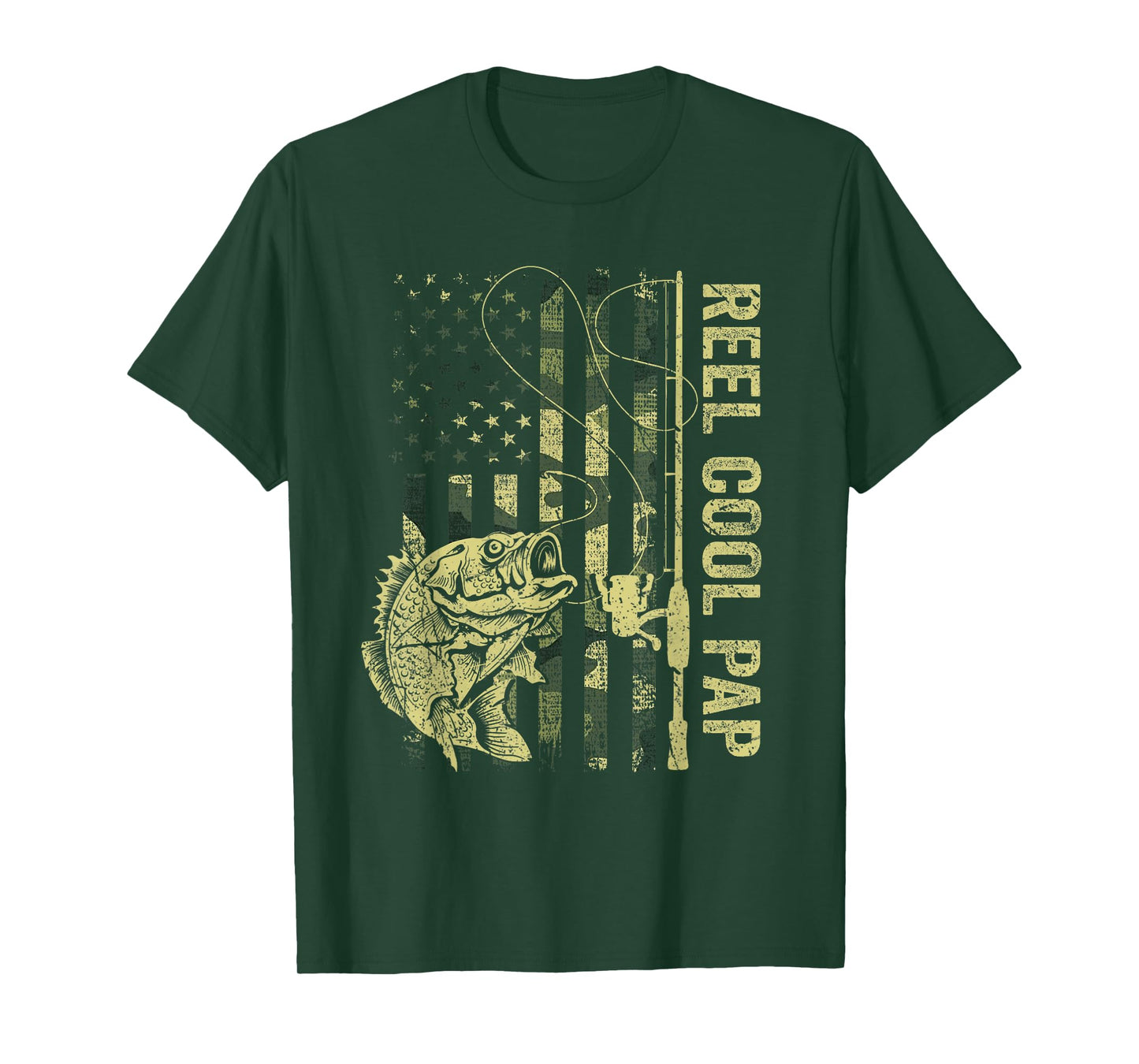 Reel Cool Pap Camouflage American Flag Fathers Day T-Shirt for Men