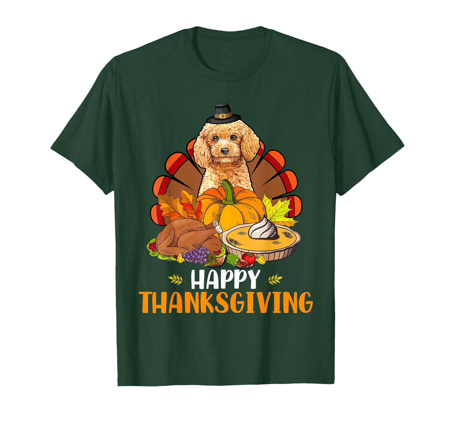 Thanksgiving Turkey Poodle Dog Eating Dinner Family Lover T-Shirt