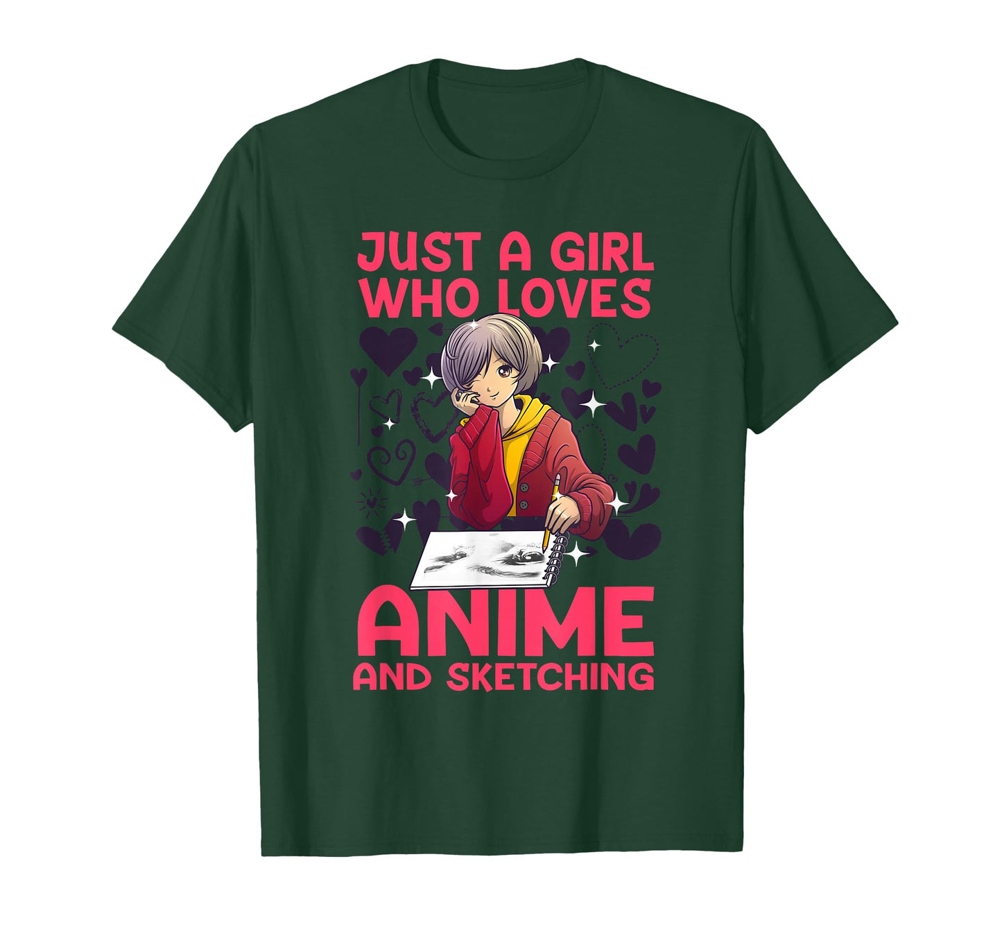 Anime Art for Women Teen Girl Anime Merch Sketch Anime Lover T-Shirt