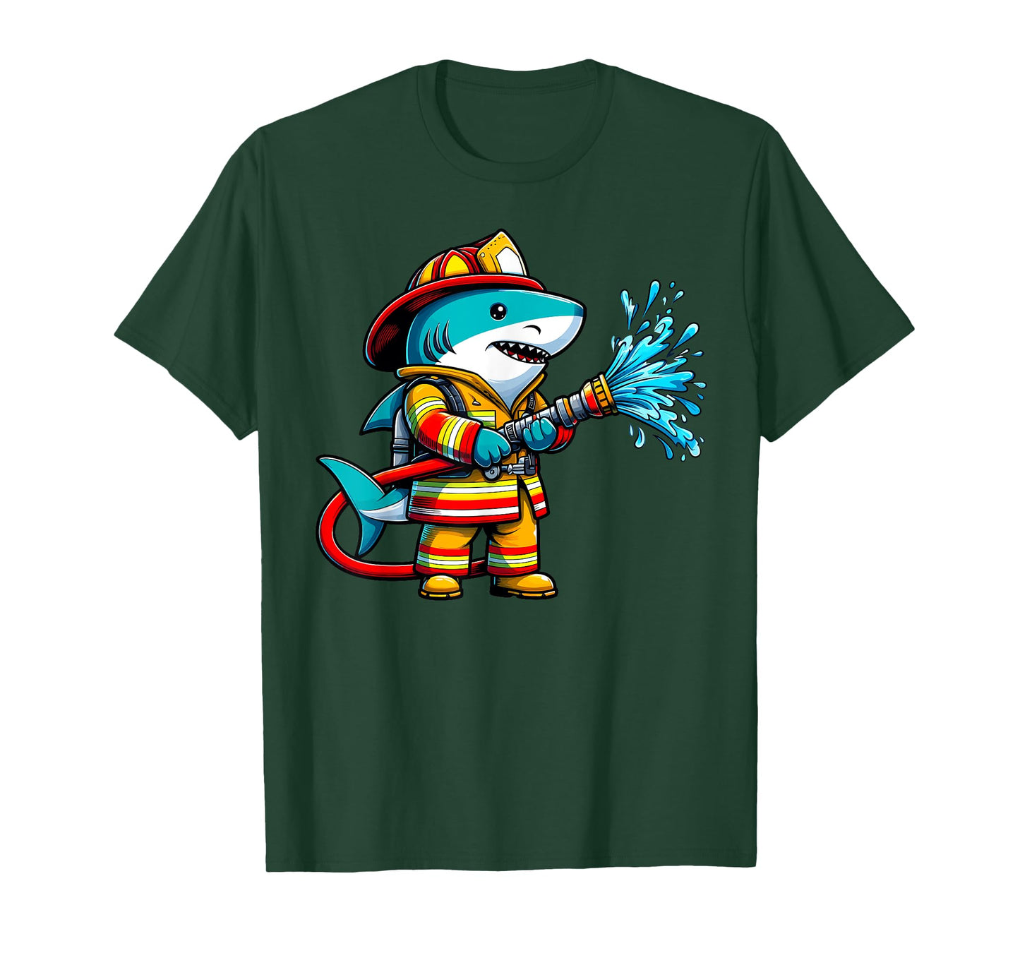 Shark Fireman on Firefighter Shark Kids Boys T-Shirt