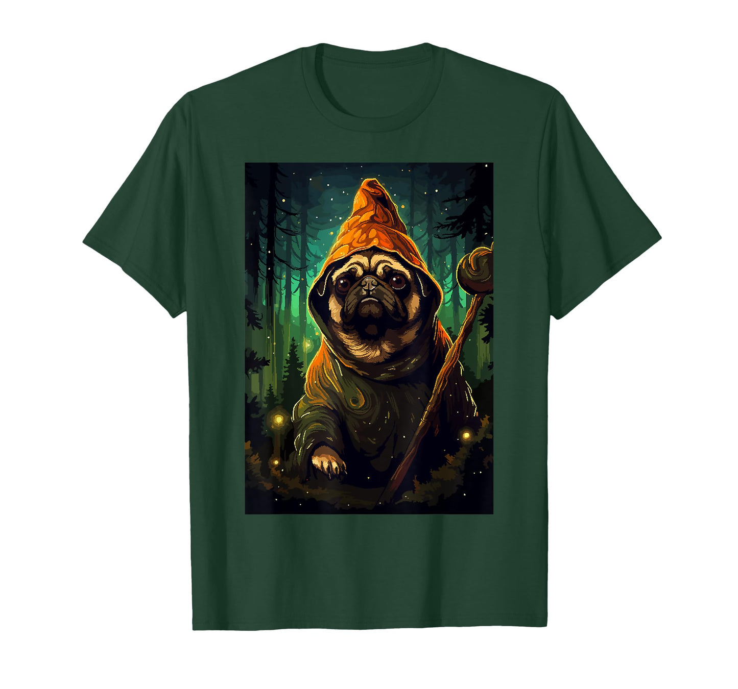 Funny Pug Wizard Retro Pixel Art Cute Dog T-Shirt for Men Women Kids