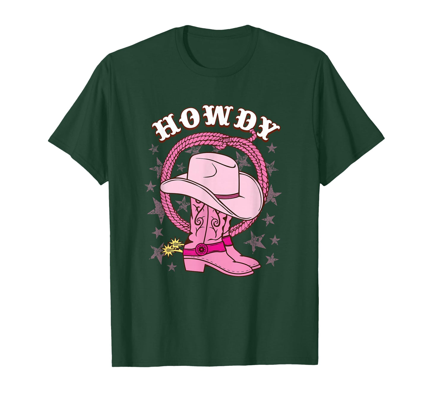 Howdy Pink Cowboy Hat Boots Country Western Rodeo for Women T-Shirt