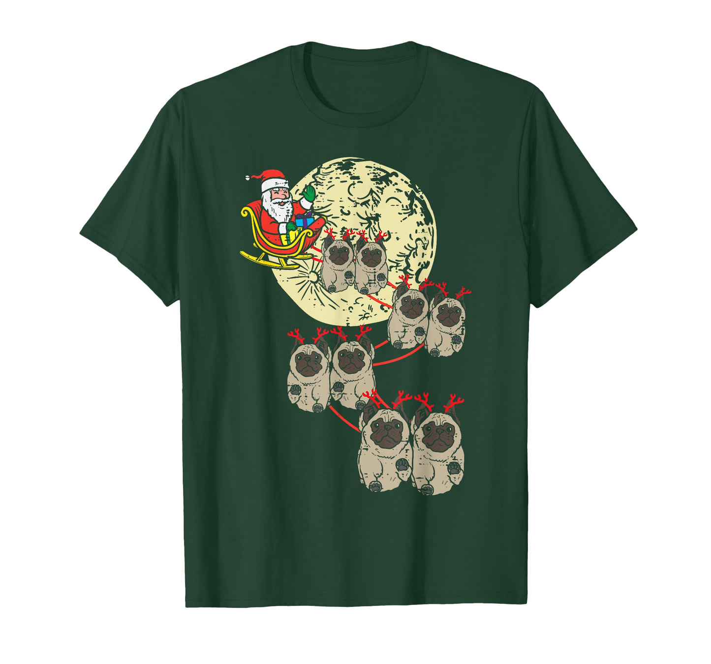 Reindeer Pug Santa Christmas Animal Pet Xmas Dog Lover PJ T-Shirt