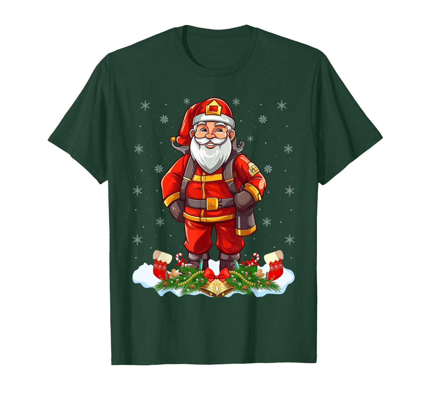 Funny Fireman Costume Santa Claus Firefighter Christmas T-Shirt