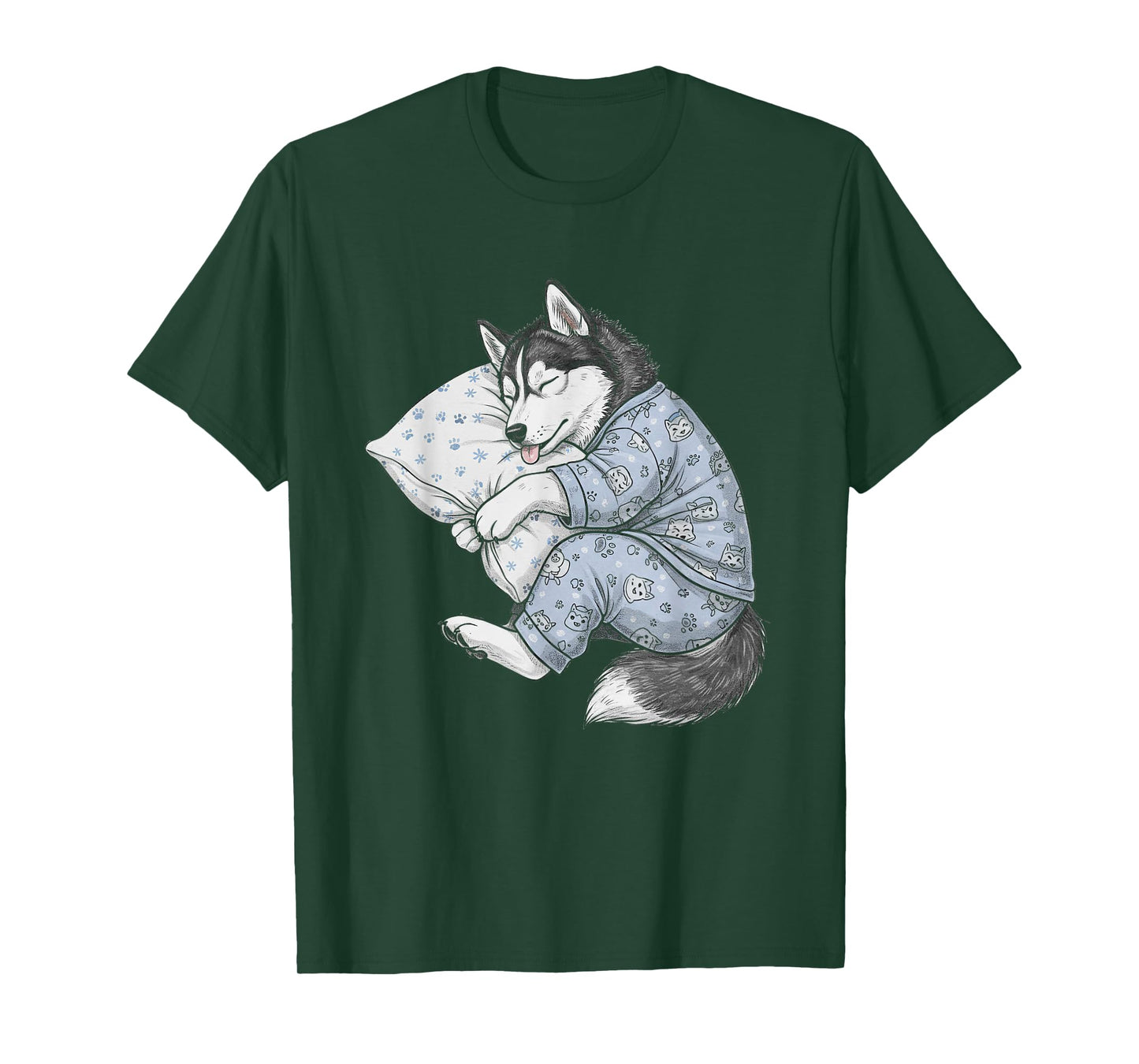 Funny Sleepy Siberian Husky Pajama Men Women Kids T-Shirt