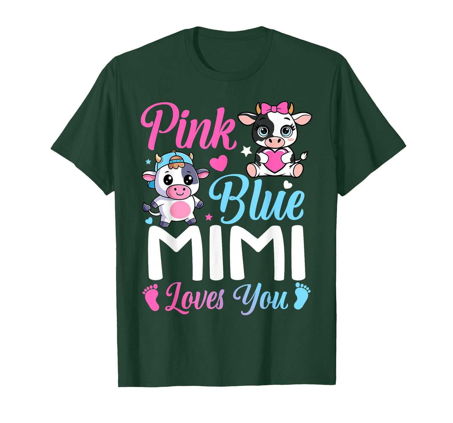 Pink Or Blue Mimi Loves You Cow Gender Reveal Family T-Shirt
