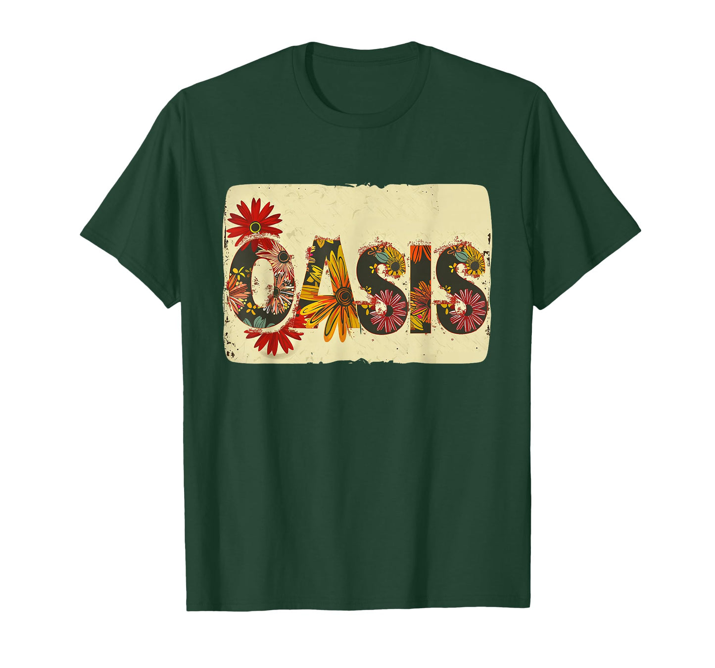 Colorful Oasis Statement with Flowers T-Shirt