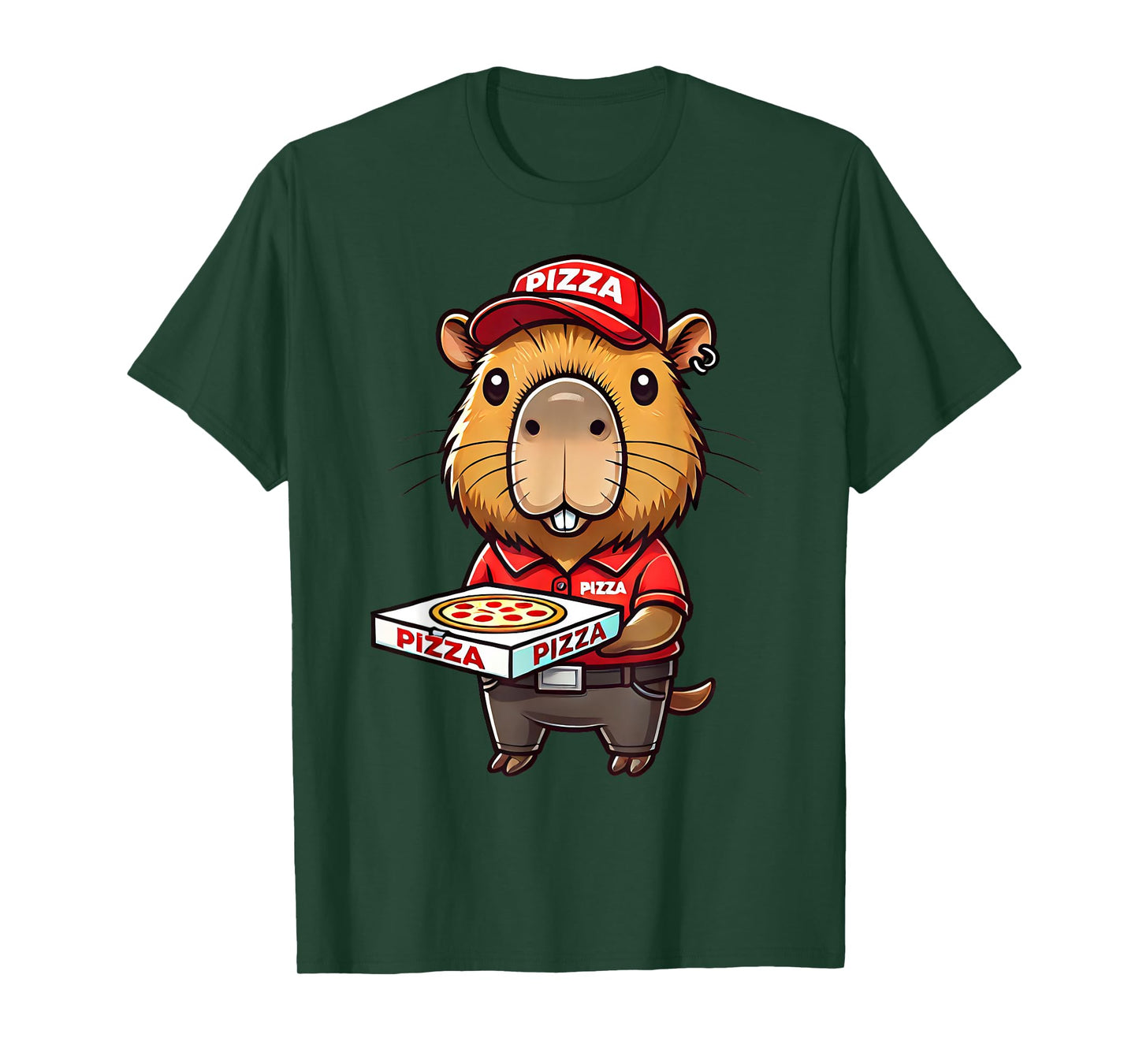 Capybara Funny Pizza Delivery Costume Men Women Kids T-Shirt
