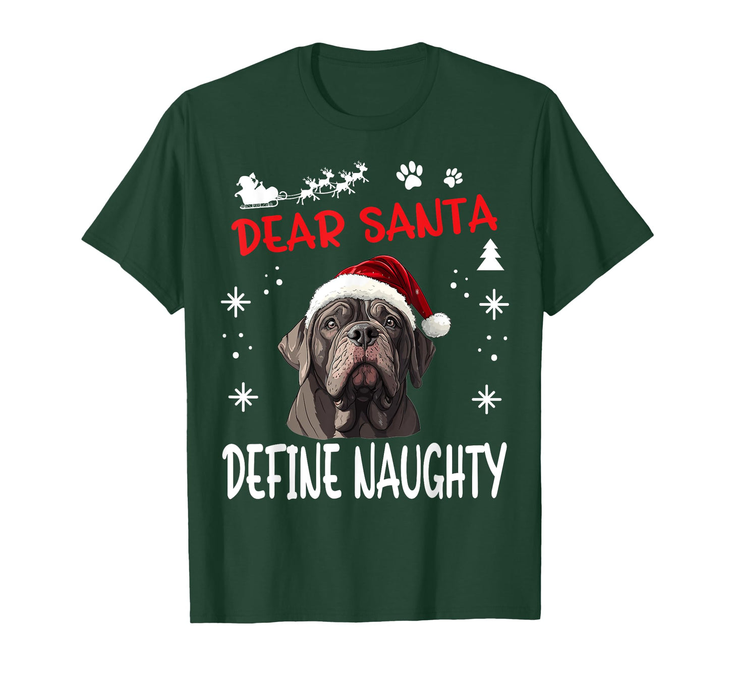 Cute Neapolitan Mastiff Dog Christmas Dear Santa Define T-Shirt for Men Women Kids