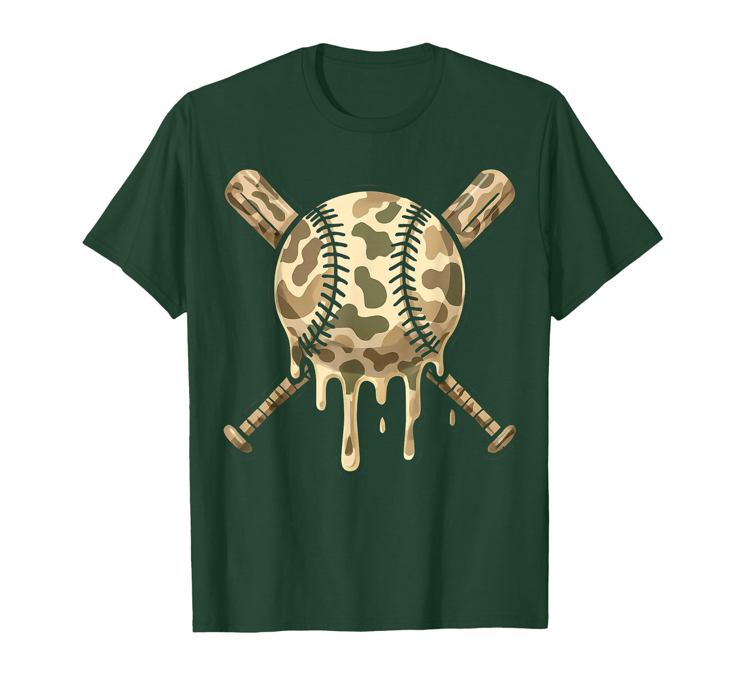 Baseball Drip Camo Baseball Bats Boys Sports Cool Game Day T-Shirt
