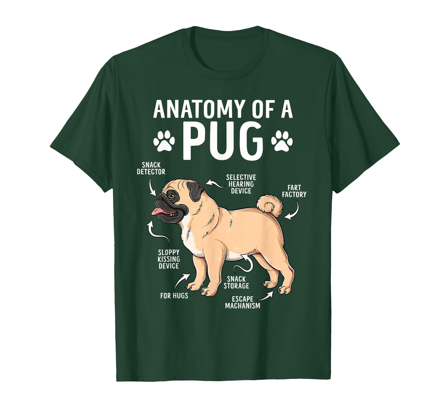 Anatomy of A Pug Funny Dog Lover Pug T-Shirt