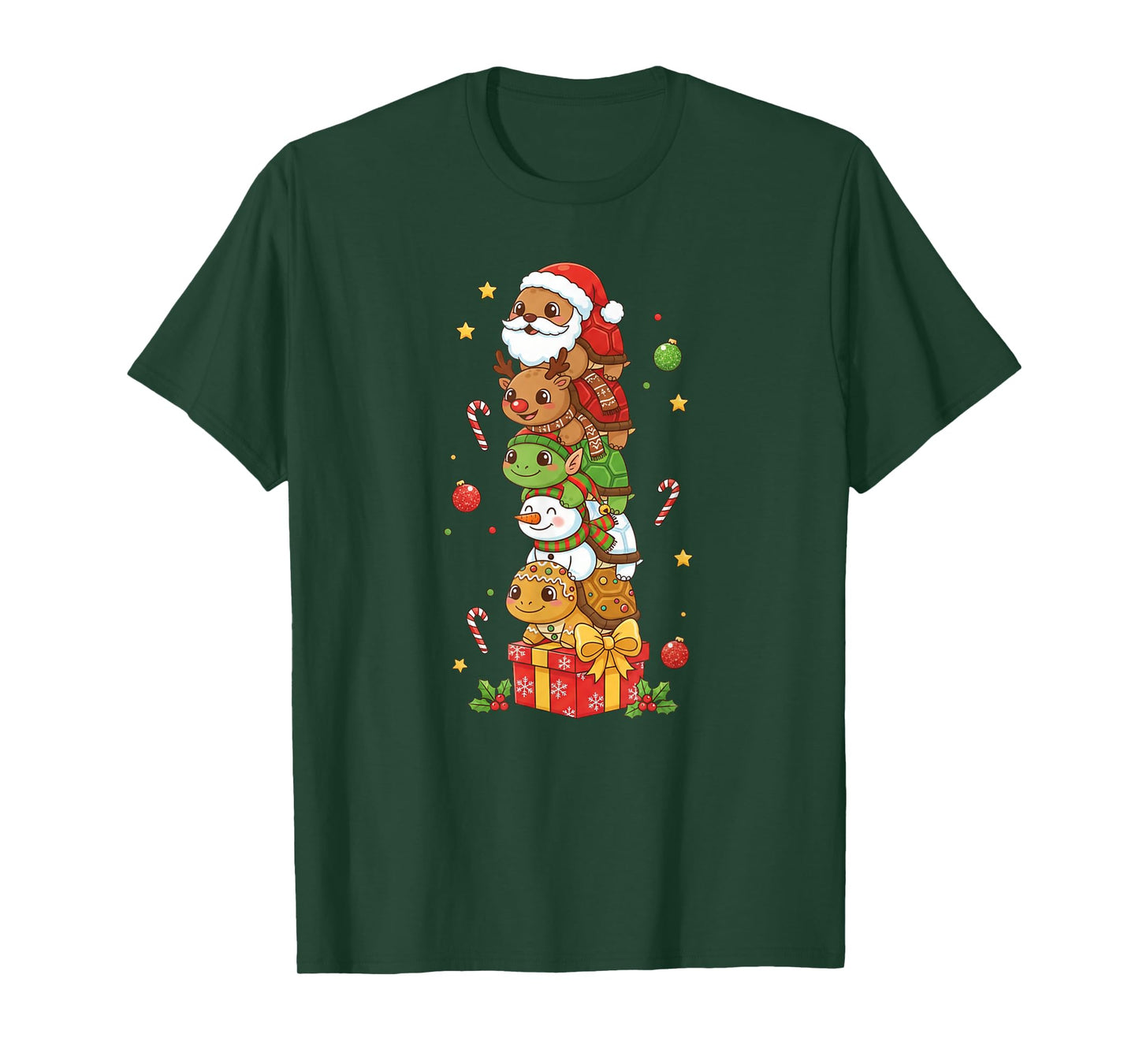 Funny Turtle Santa Elf Snowman Christmas Womens Mens Kids T-Shirt