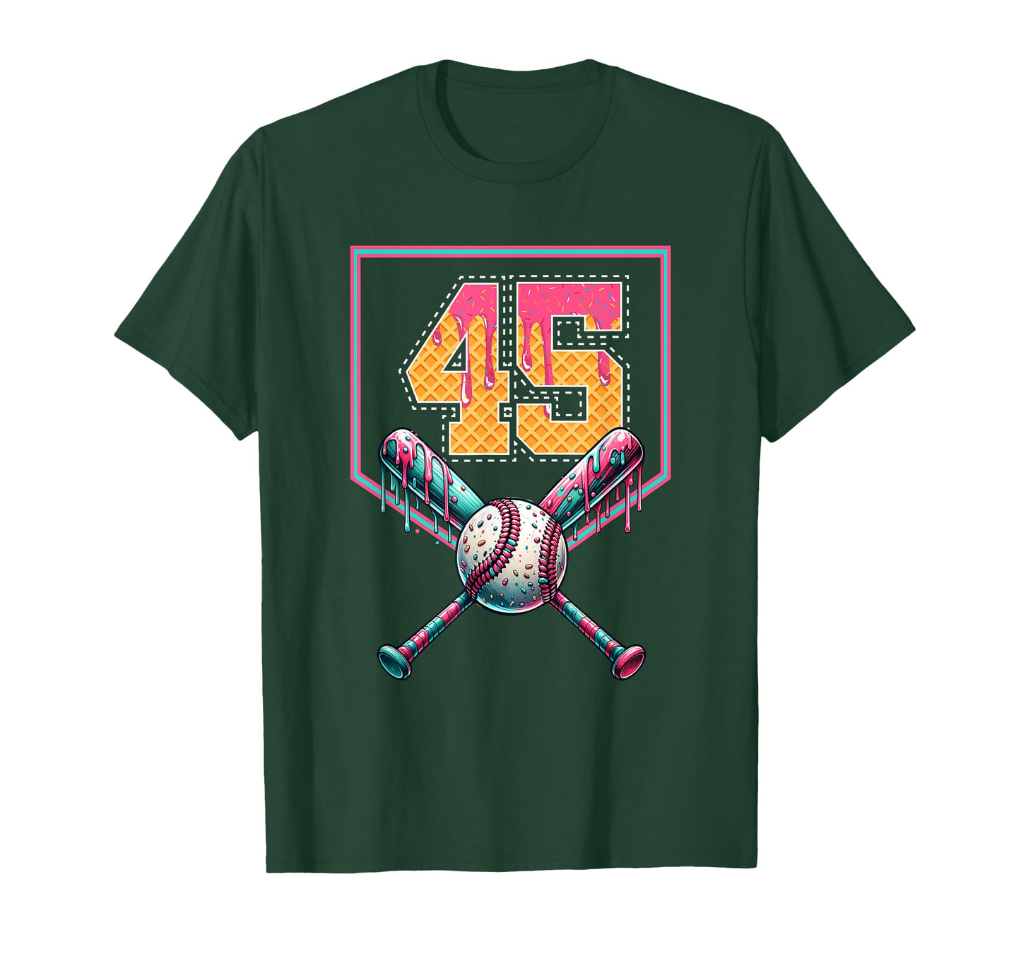 Baseball Drip Number 45 Player Or 45th Birthday T-Shirt