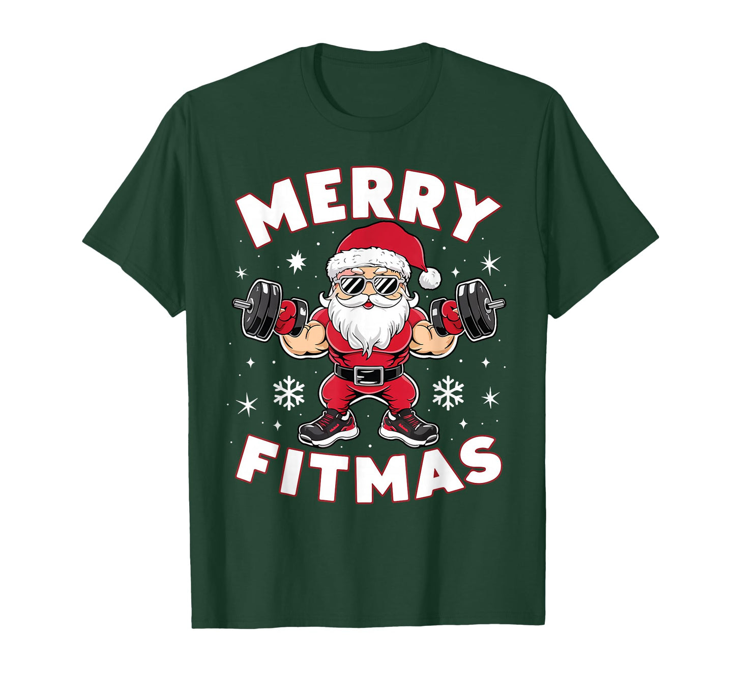 Christmas Santa Xmas Fitness Ugly Christmas Merry Fitmas T-Shirt