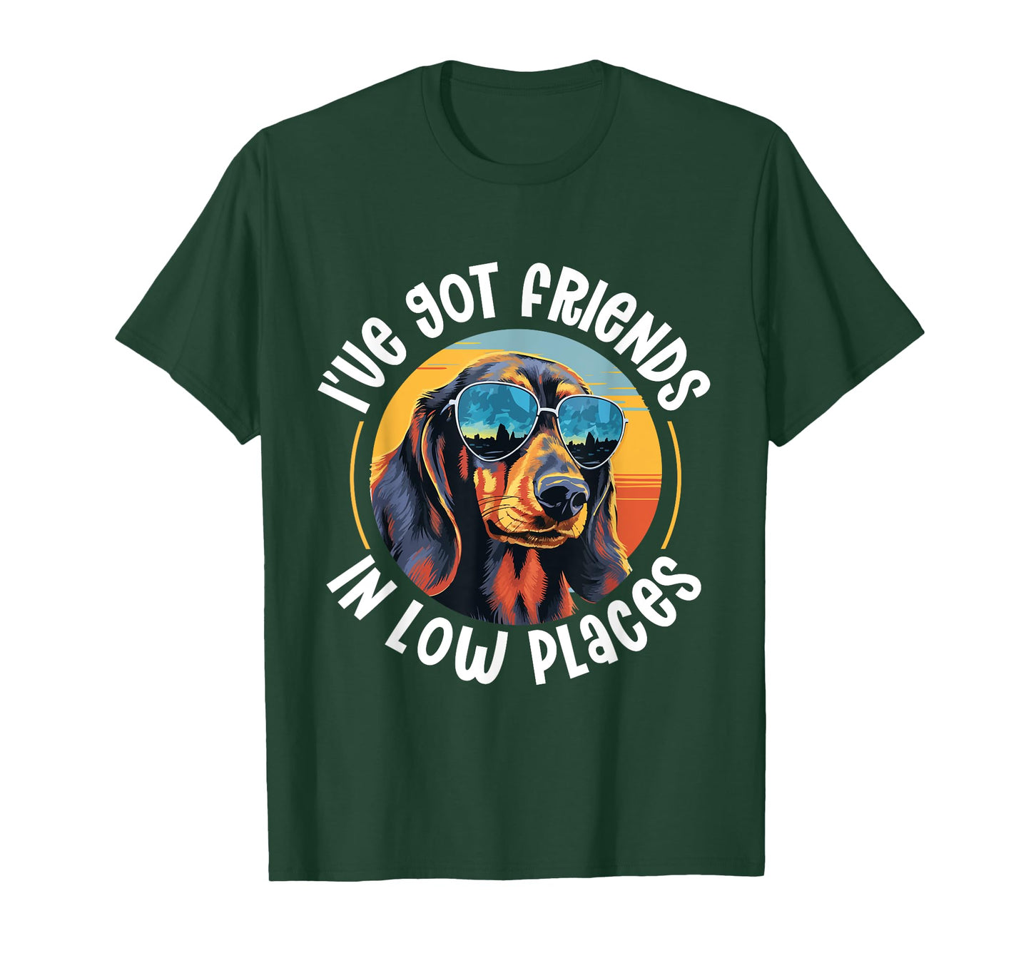 Dachshund wiener sausage dog I've Got Friends In Low Places T-Shirt