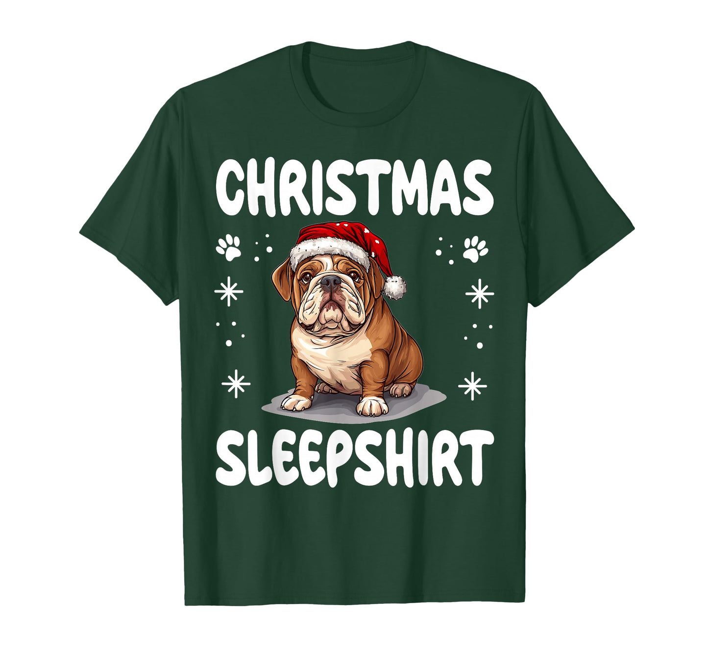 English Bulldog dog Dog Nightgown Pajama Christmas T-Shirt