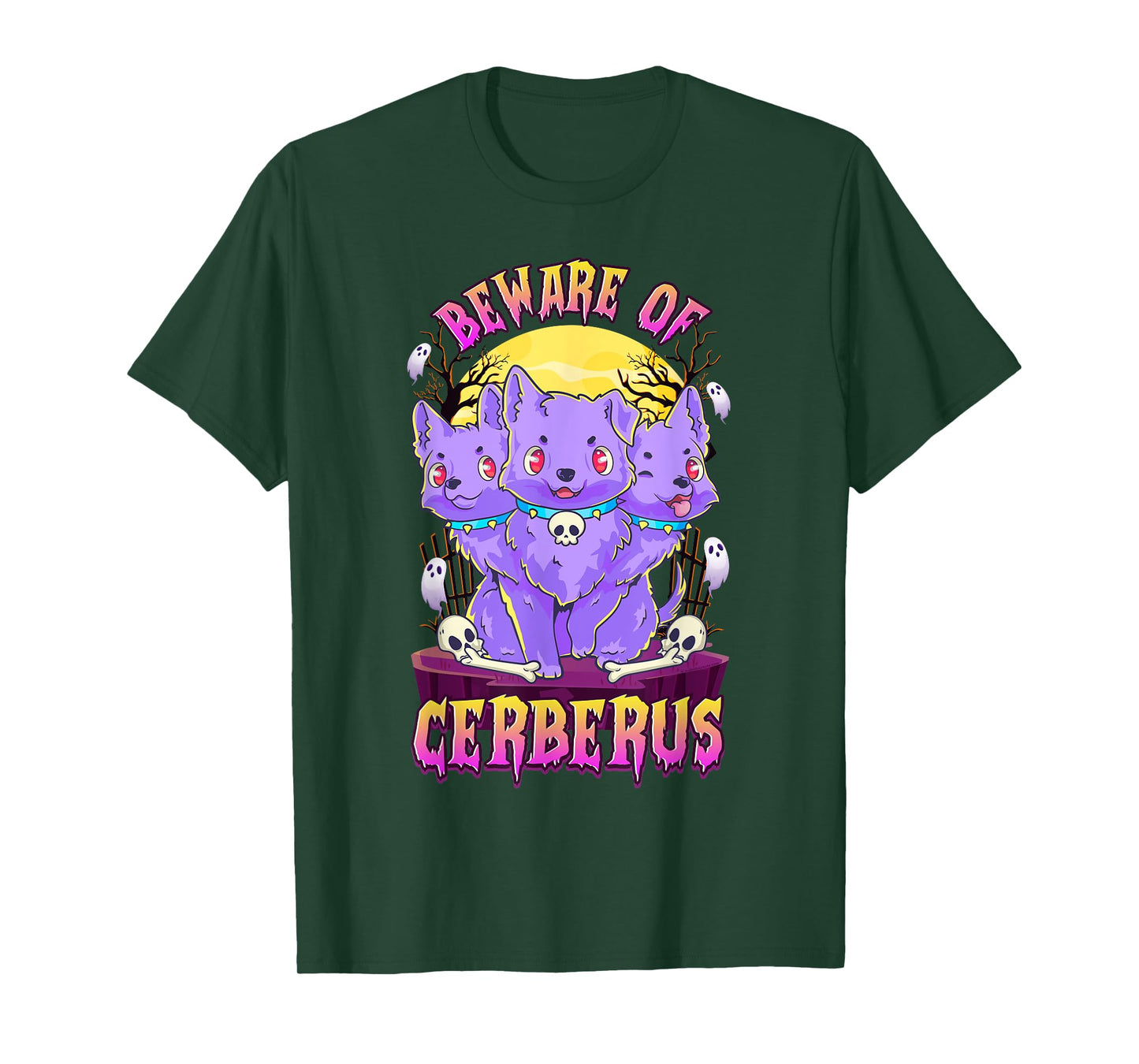 Kawaii Pastel Goth Cute Creepy 3-Headed Dog Funny Cerberus Men Women T-Shirt