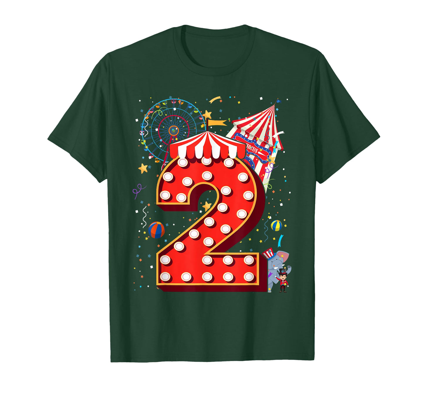2 Year Old Circus Top Birthday Carnival 2nd Party Toddler T-Shirt