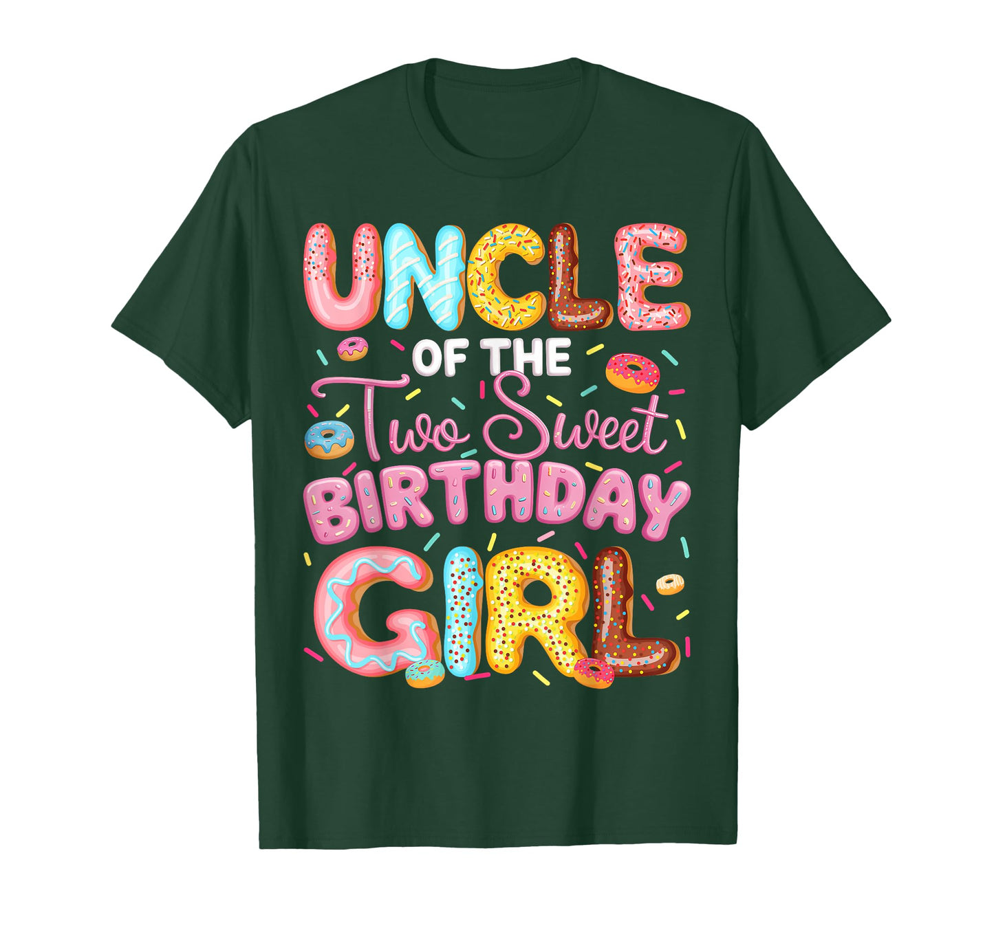 Uncle Of The Two Sweet Birthday Girl Donut 2Nd Birthday T-Shirt