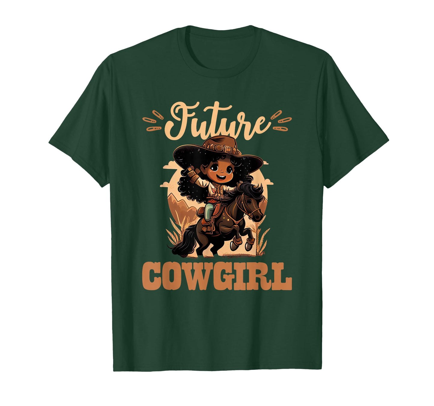Future Cowgirl Toddler, African American Rodeo Girl Kids T-Shirt
