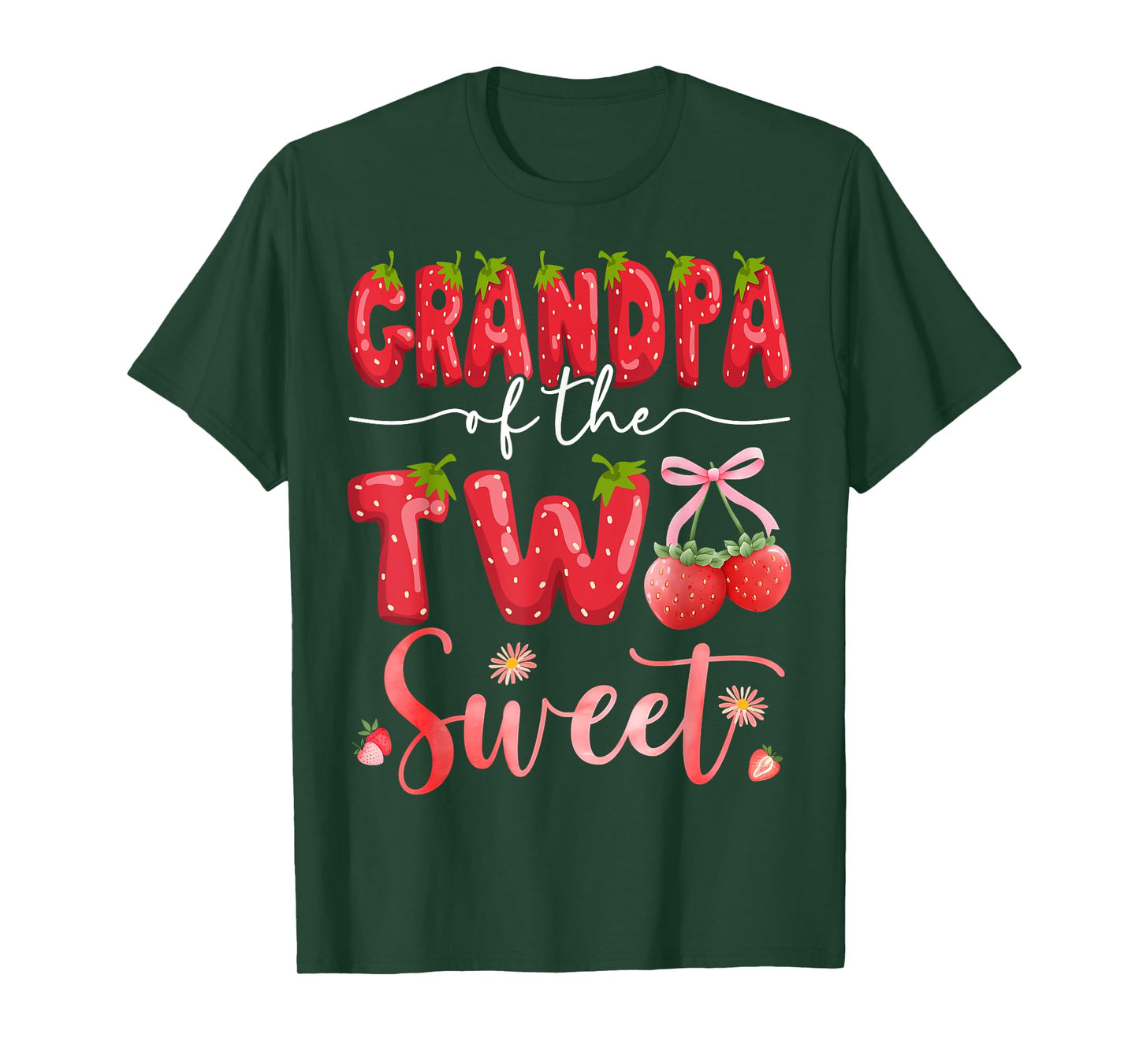 Grandpa Of The Two Sweet 2Nd Birthday Girl Strawberry T-Shirt