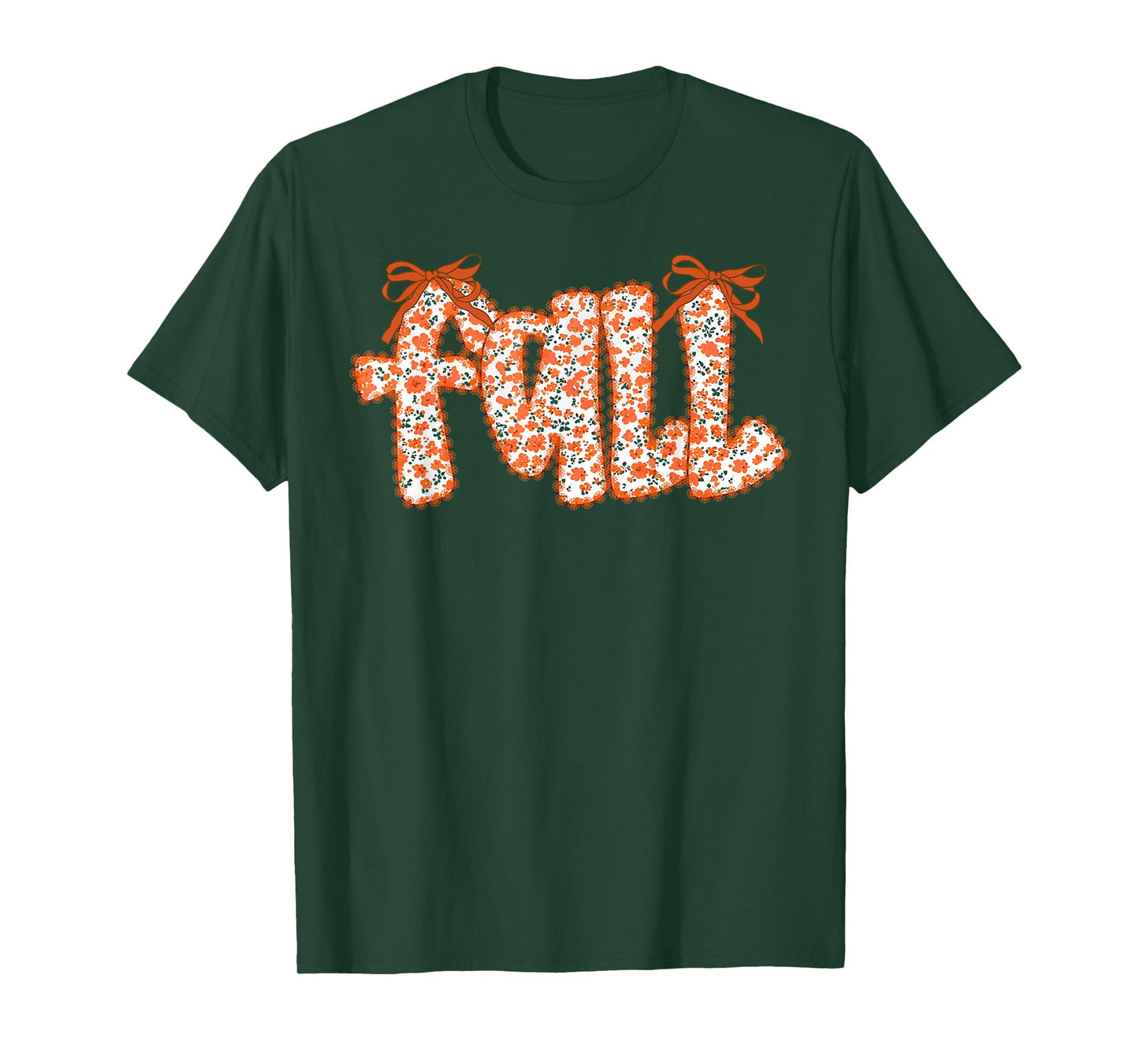 Fall Leaves Coquette Bow Wildflower Thanksgiving Autumn T-Shirt