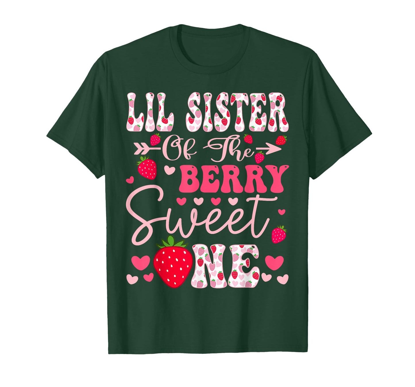 Lil Sister Of The Berry Sweet One Strawberry 1St Birthday T-Shirt