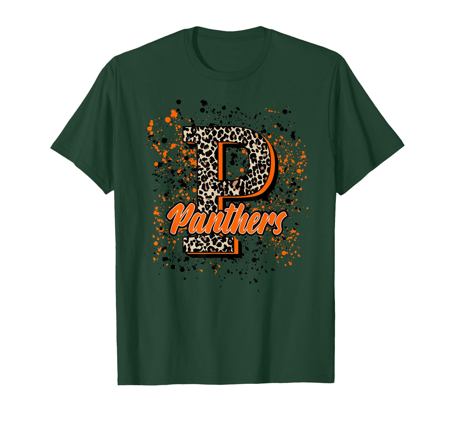 Panthers Mascot Orange and Black School Spirit T-Shirt