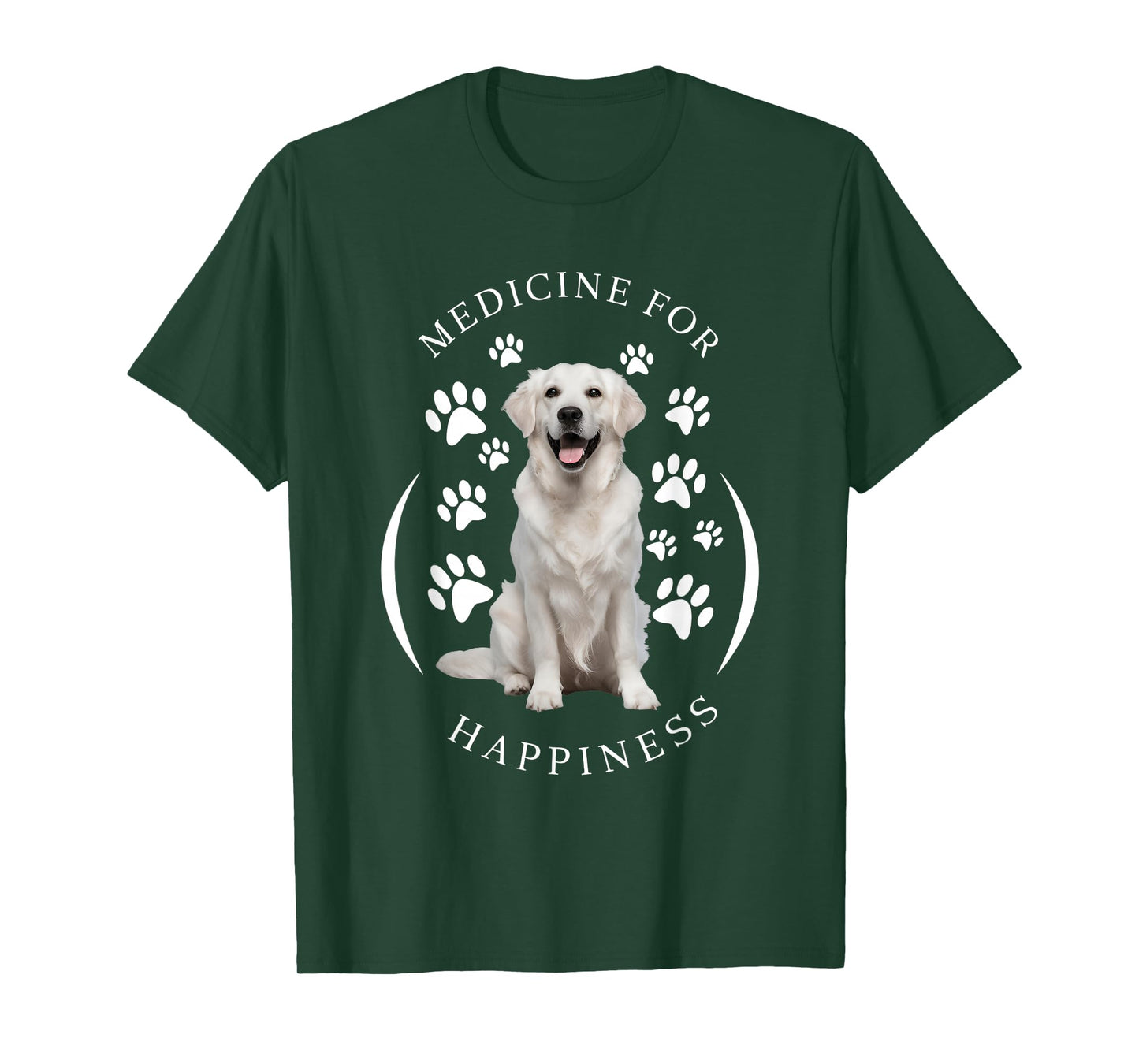 Cute English Cream Golden White Retriever Gifts Medicine for Happiness Dog Women Men Kids Cute Puppy Funny Black Classic Animal Print Short Sleeve T-Shirt