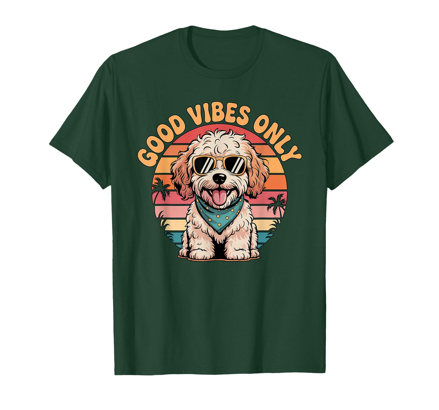 Cockapoo Puppy Retro Sunset Vibes Dog Lover T-Shirt