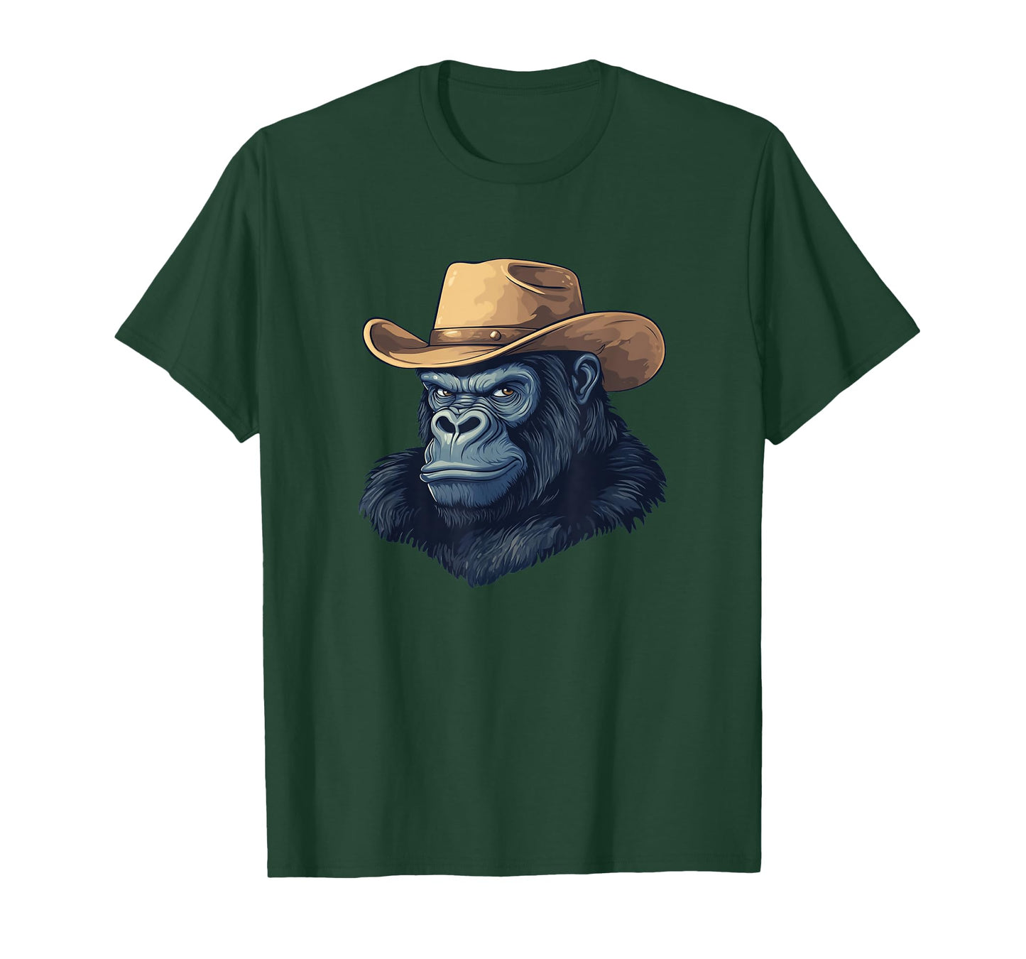Fun Gorilla Face with Cowboy Hat for Rodeo Monkey T-Shirt