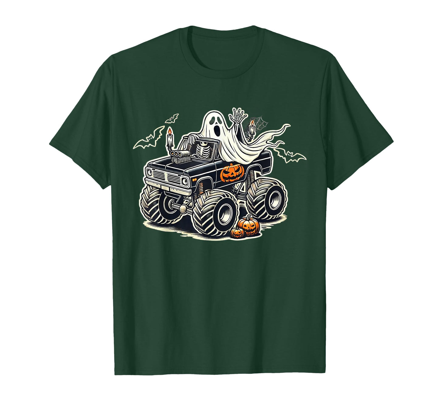 Big Little Boys Halloween Shirt Ghost Skeleton Kids Spooky T-Shirt