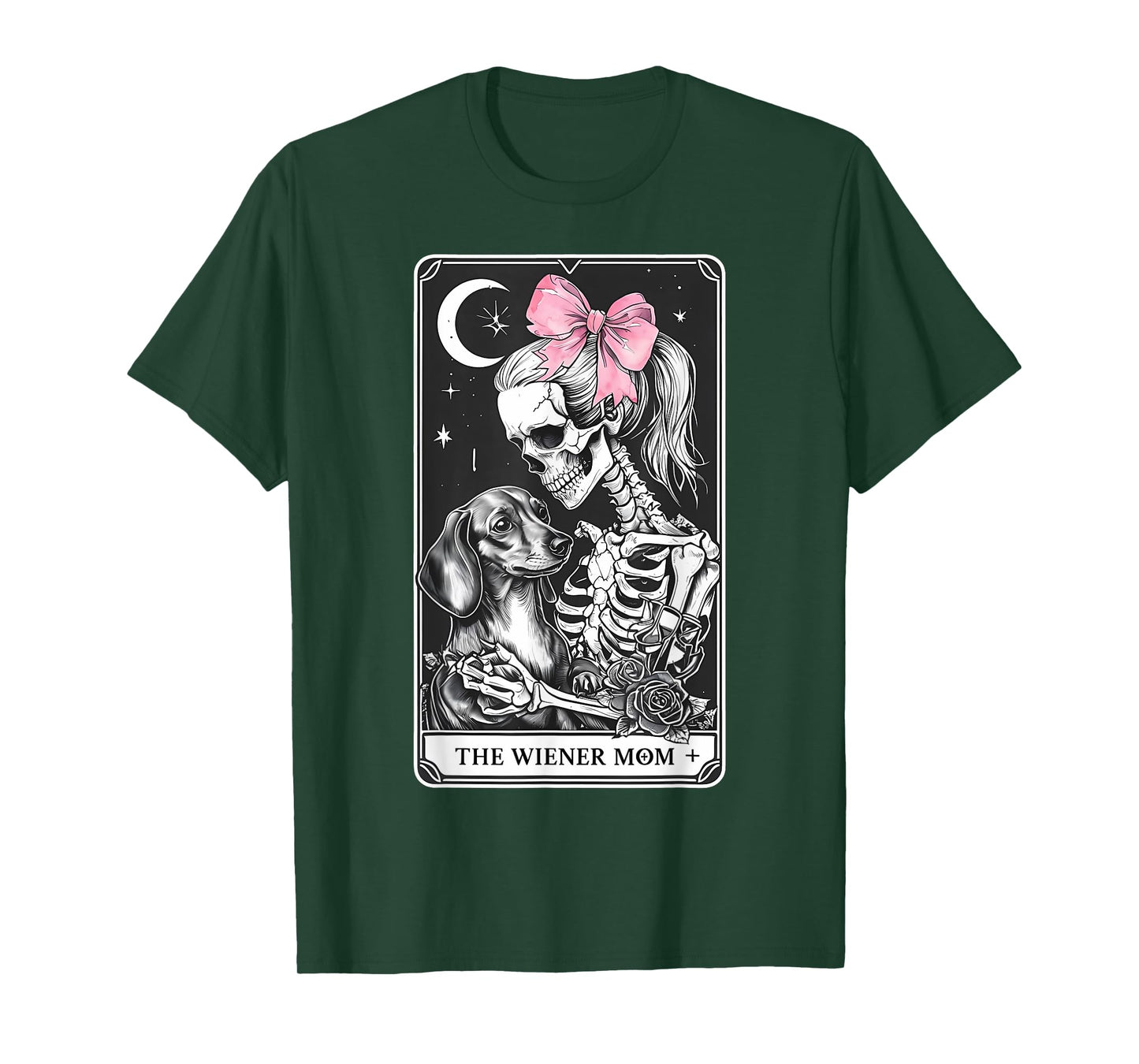 Dachshund Skeleton Tarot Card Coquette Bow Weenie Dog Mom T-Shirt for Men Women