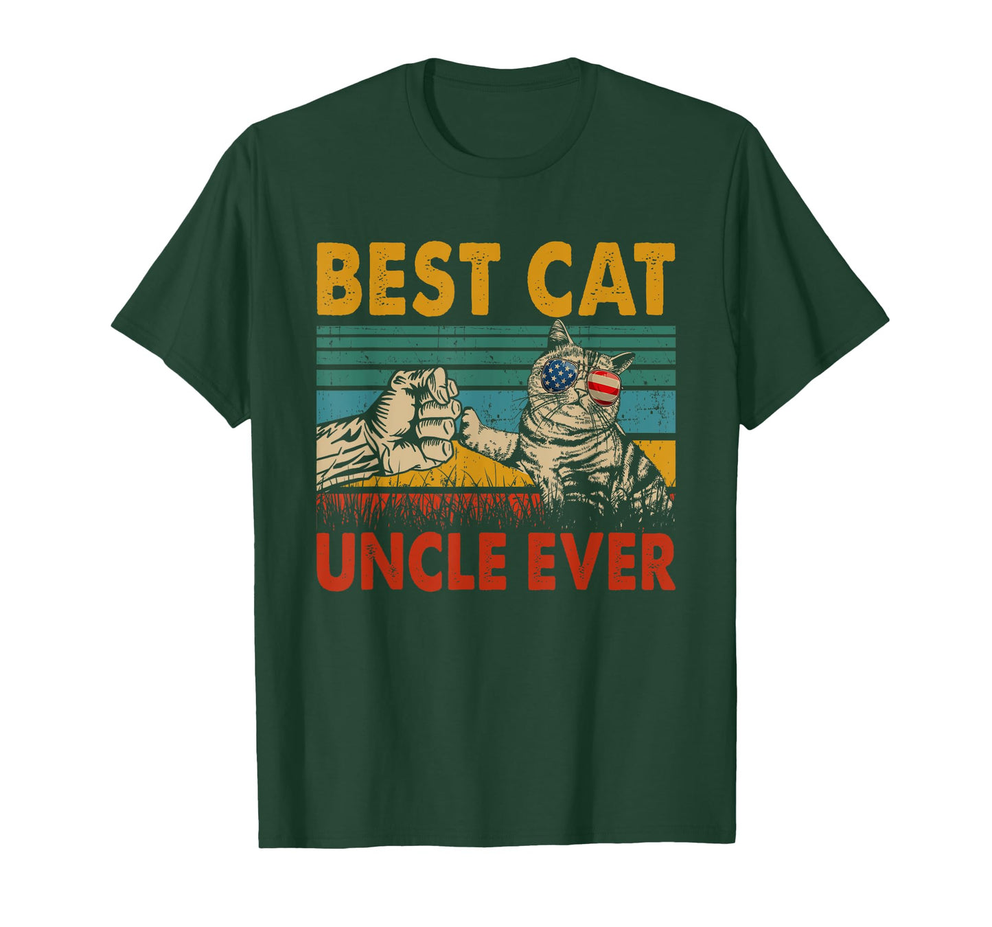 Vintage Retro Best Cat Uncle Ever Funny Dad Cat Lover Gifts T-Shirt for Men Women