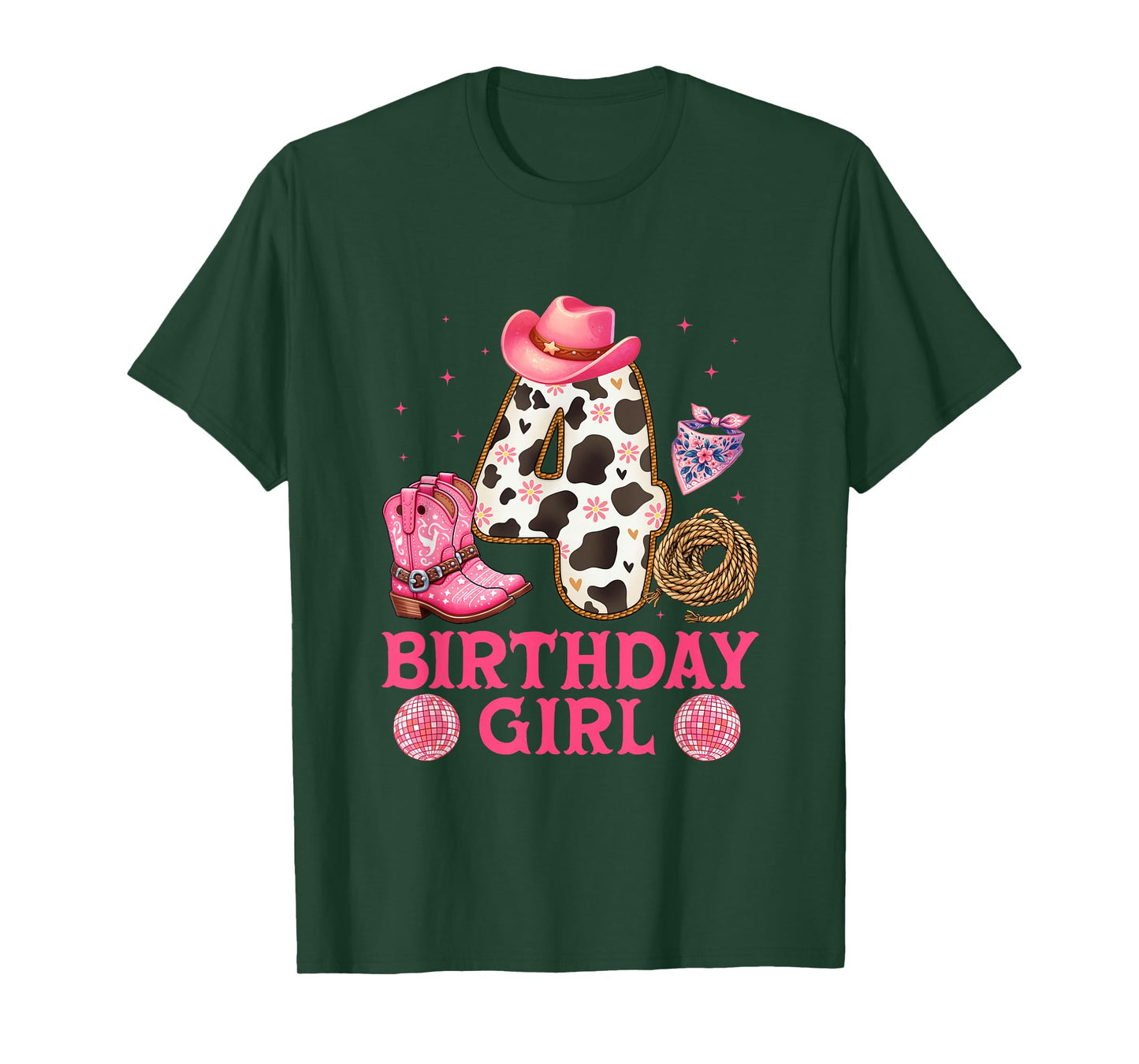 Cowgirl Birthday Girl 4 YearS Old Western 4th birthday girl T-Shirt
