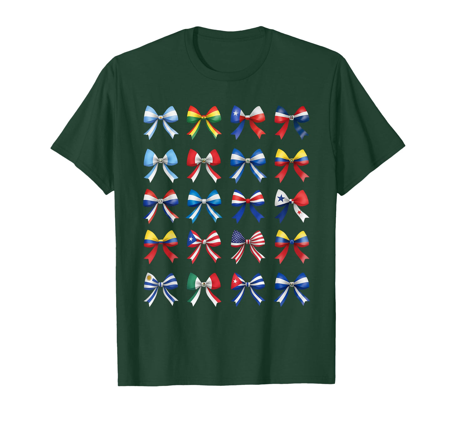 Hispanic Heritage Month Countries Flags Cute Coquette Bow T-Shirt