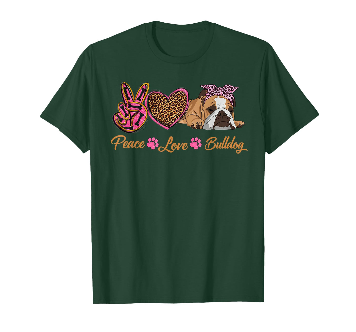 Peace Love English Bulldog Funny Puppy Dog Mom Mother's Day T-Shirt