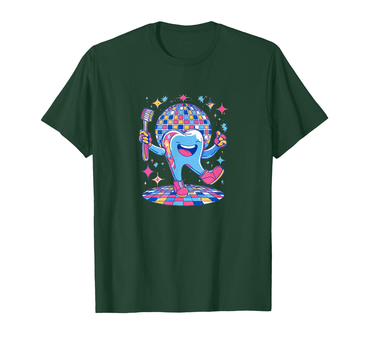 Funny Partying Tooth with Toothbrush Costume T-Shirt