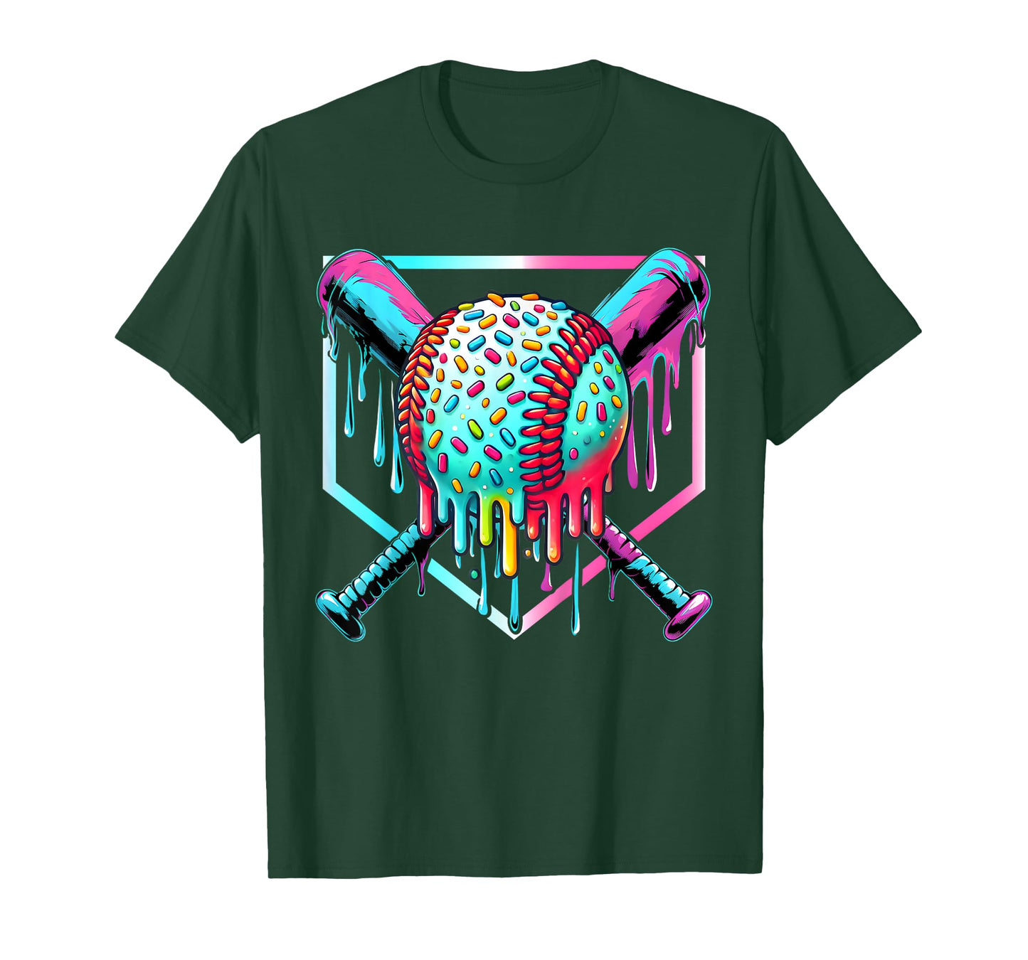 Baseball Home Plate Dripping Ice Cream Drip Youth Boys T-Shirt