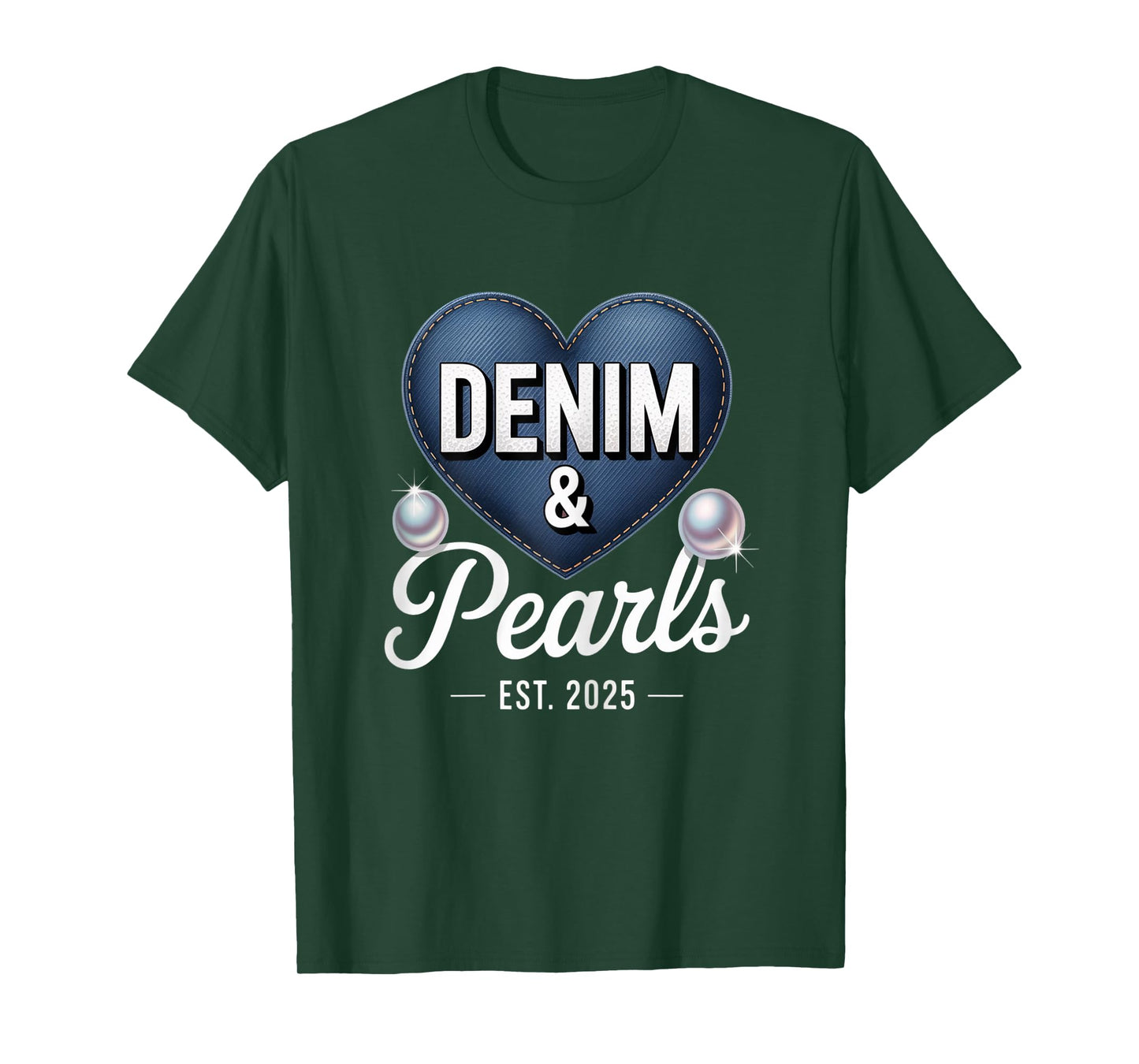 Blue Jeans Denim and Pearls Outfit For Women Cowboy Denim T-Shirt