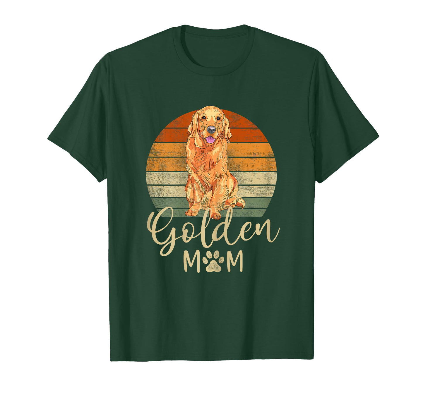 Golden Mom Retro Sunset Golden Retriever Lover Gift Dog Mama T-Shirt