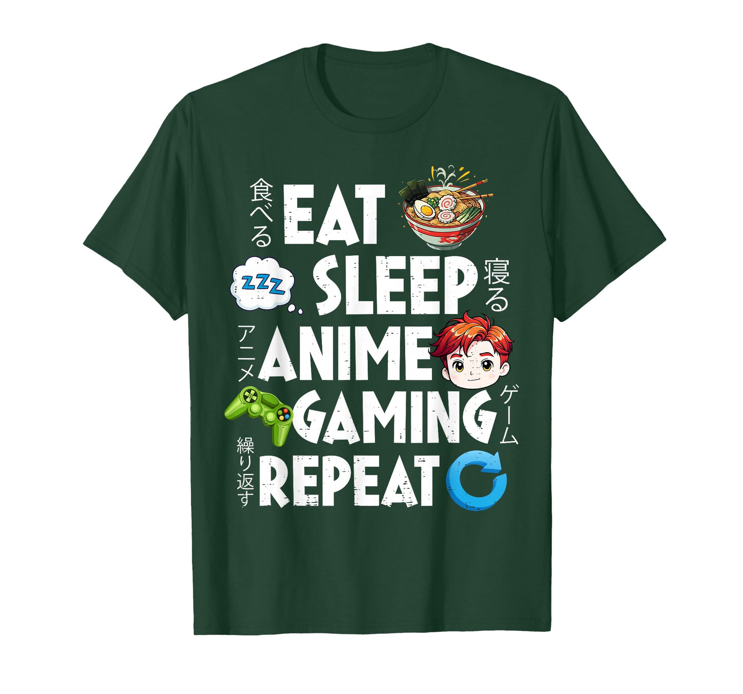 Eat Sleep Anime Gaming Repeat Kawaii Otaku Anime Manga T-Shirt
