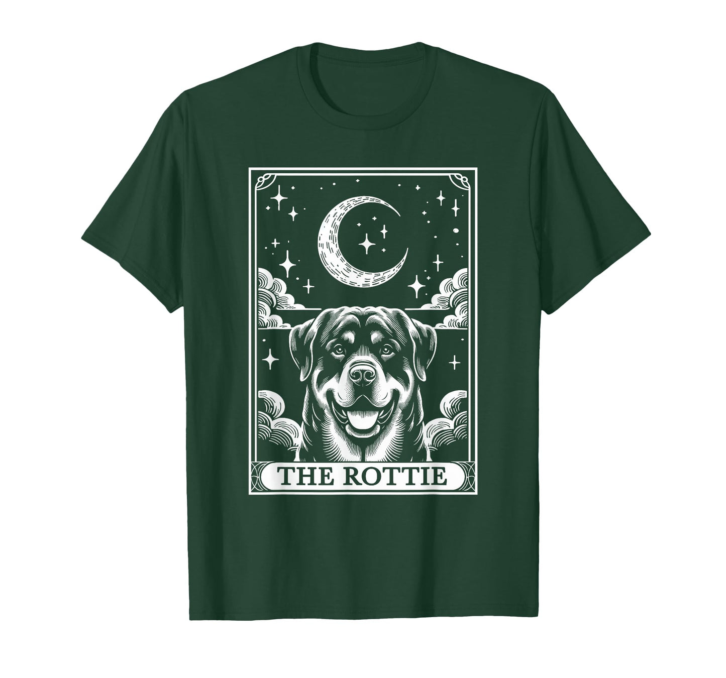 Tarot Card Vintage Crescent Moon Rottweiler Rottie Dog Mom T-Shirt
